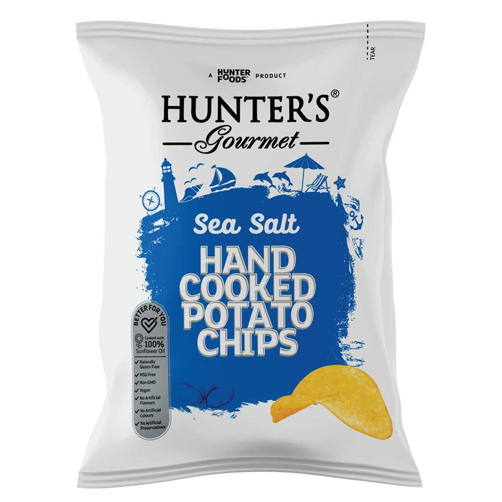 Hunter's Gourmet Hand Cooked Potato Chips, Sea Salt 125g