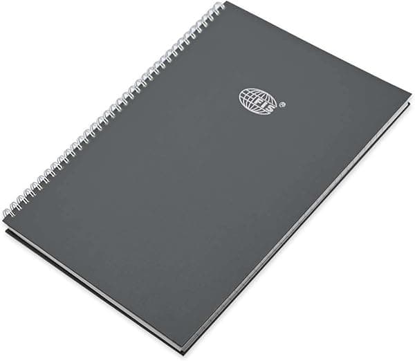 FIS Spiral Hard Cover Notebook A4 Single Line 100 Sheets Pack of 5 (PP Cover, Dark Grey)