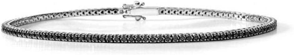 Sterling Silver Cubic Zirconia Tennis Bracelet 19.5cm (Black)