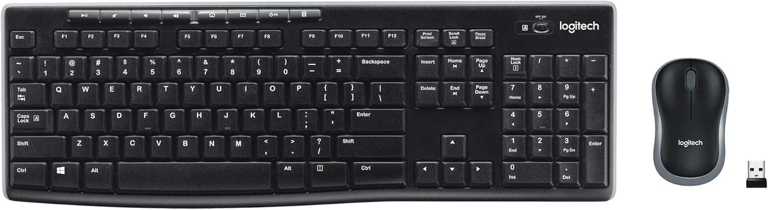 Logitech MK270 Wireless Keyboard and Mouse Combo, Long Battery Life, Compact