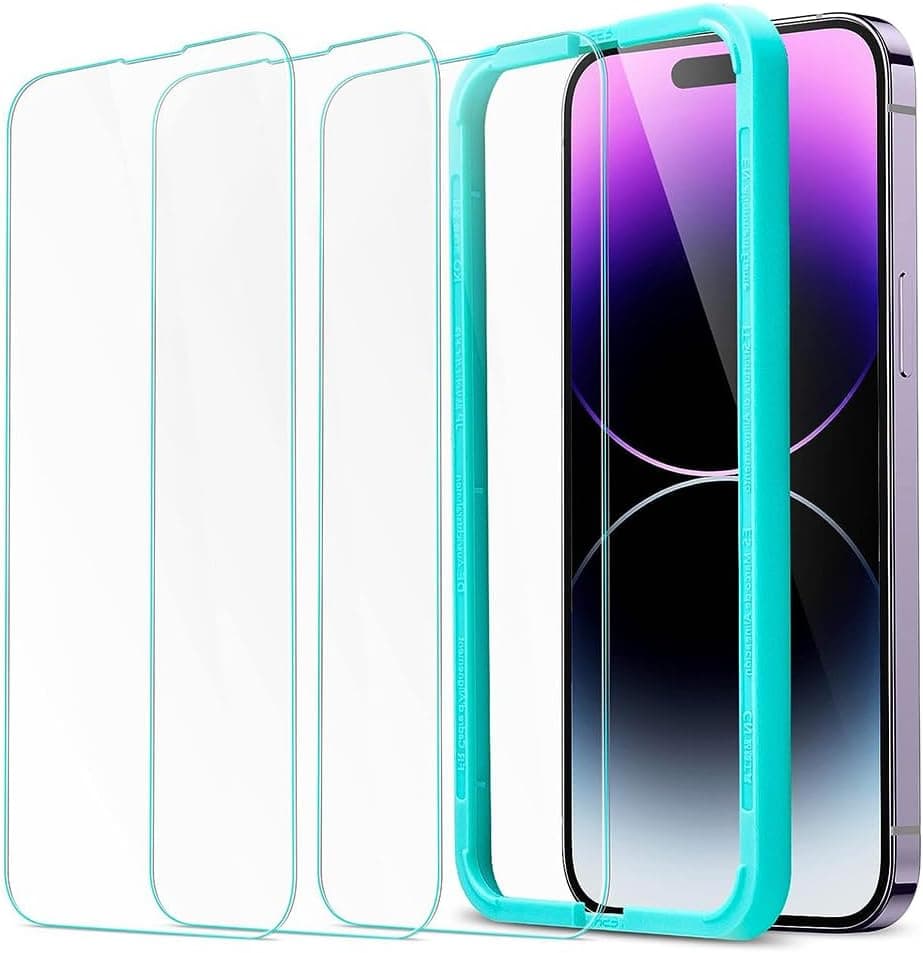 ESR 3-Pack Screen Protector for iPhone 14 Pro, Military-Grade Tempered Glass w/ Easy-Install Frame