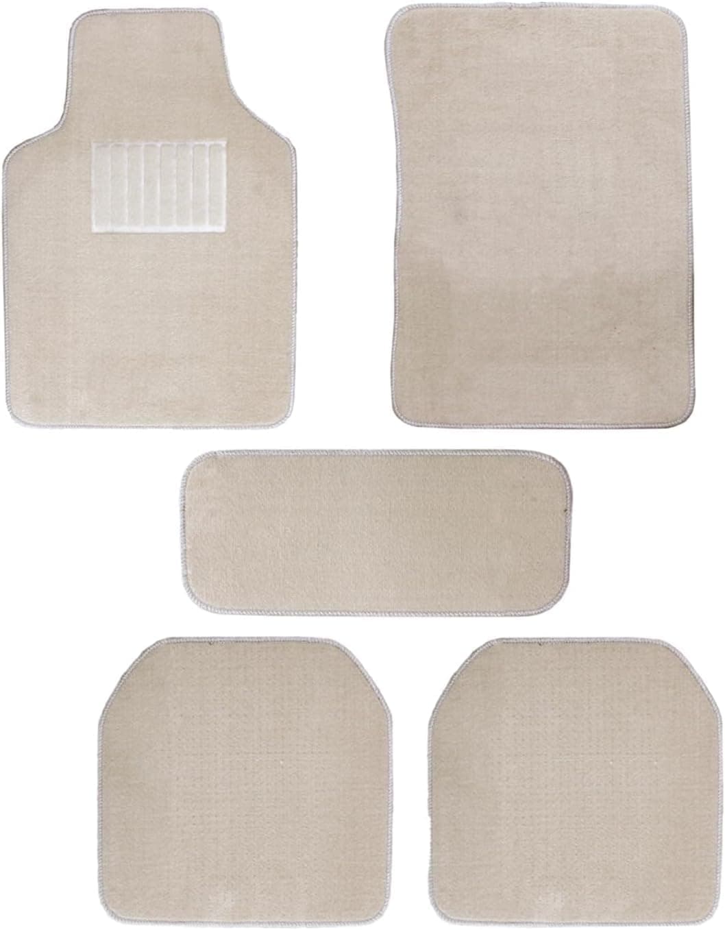 Universal Car Floor Mats Set, 5-Piece Heavy Duty Waterproof Non-Slip (Beige)