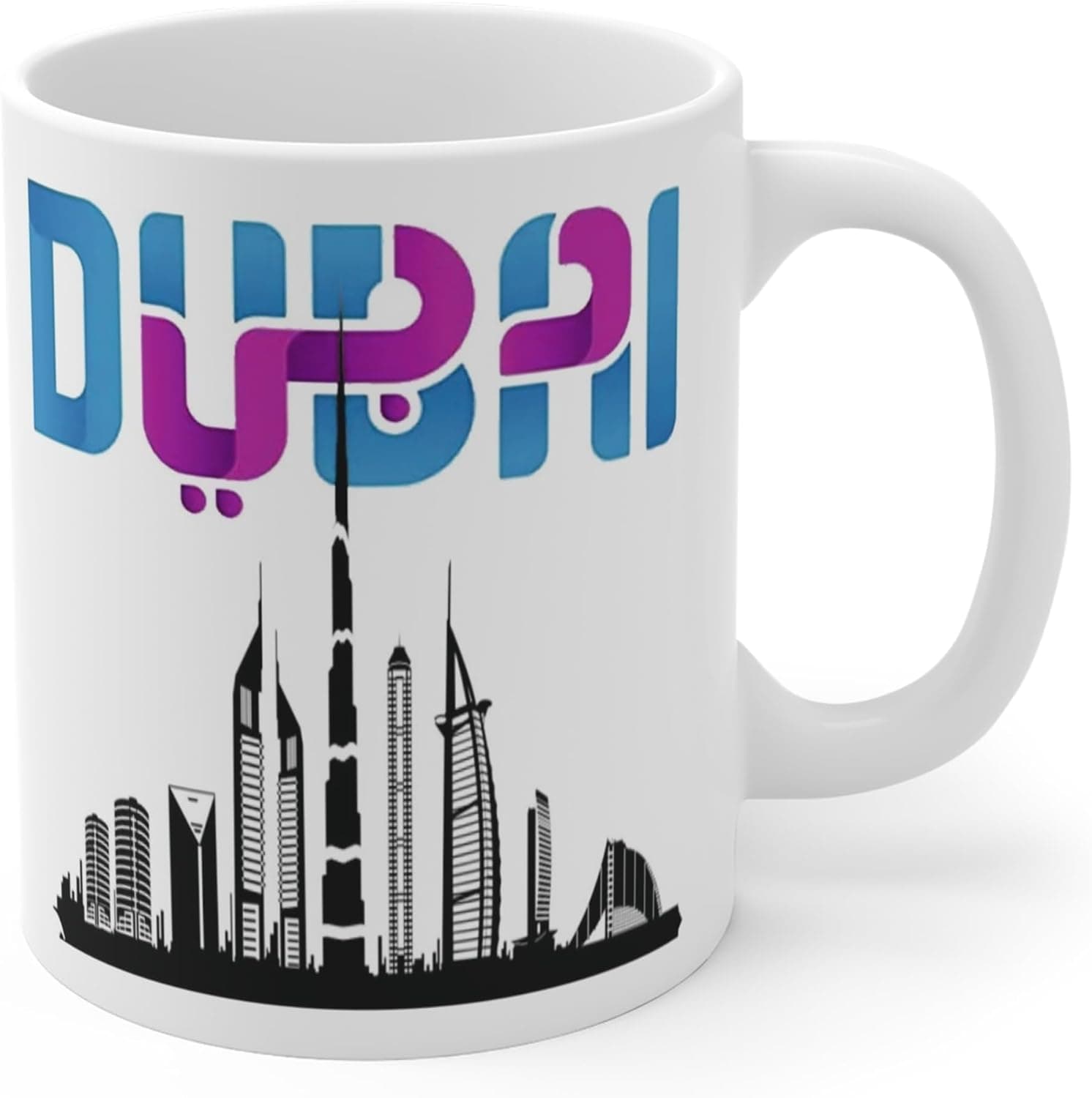 كوب قهوة أفق دبي بتصميم برج خليفة