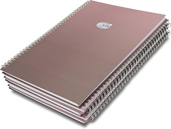 FIS Spiral Hard Cover Notebook A4 Single Line 100 Sheets Pack of 5 (Hard Cover, Deep Purple)