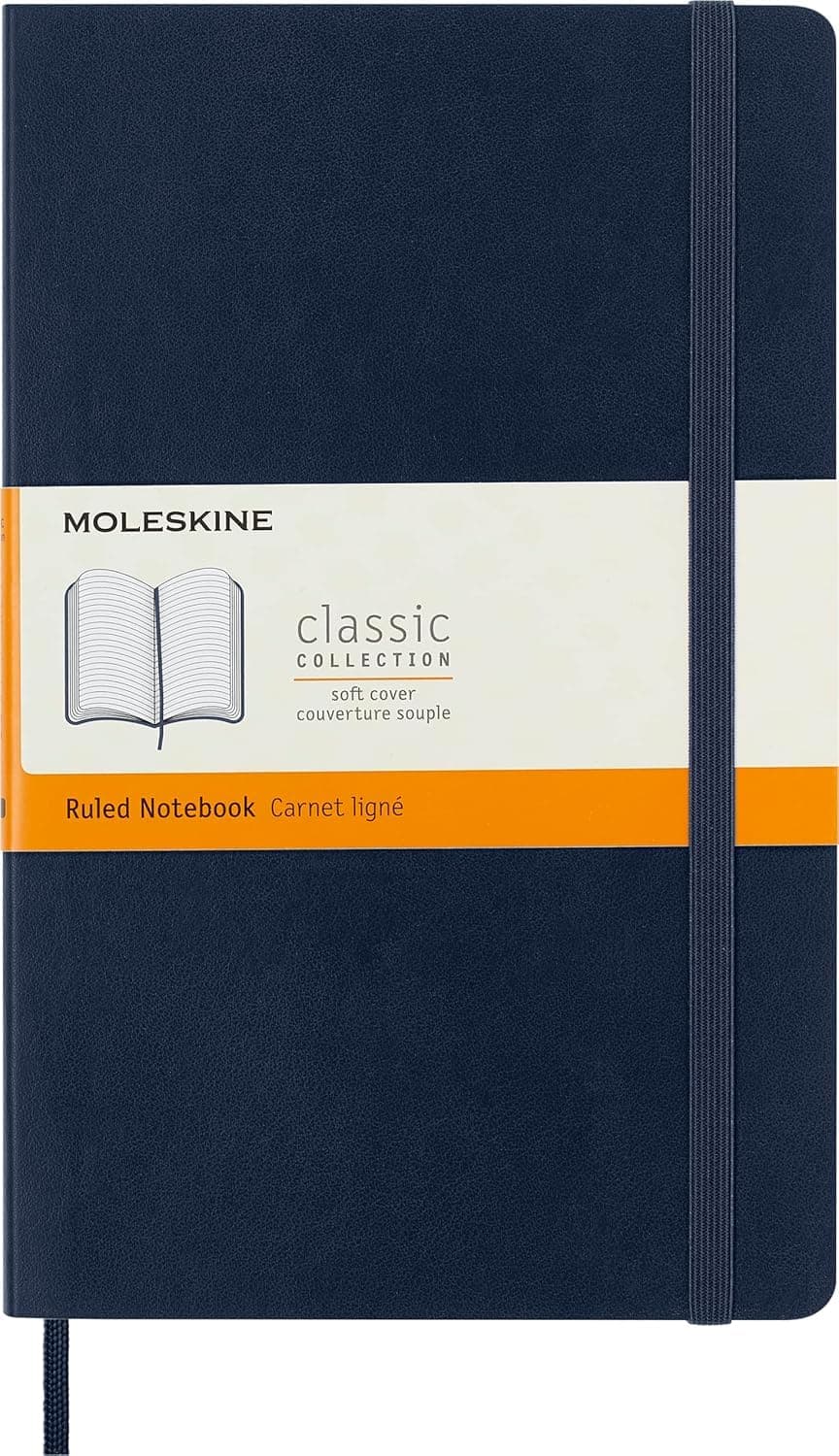 Moleskine Classic Soft Cover Notebook Large Ruled (Sapphire Blue)
