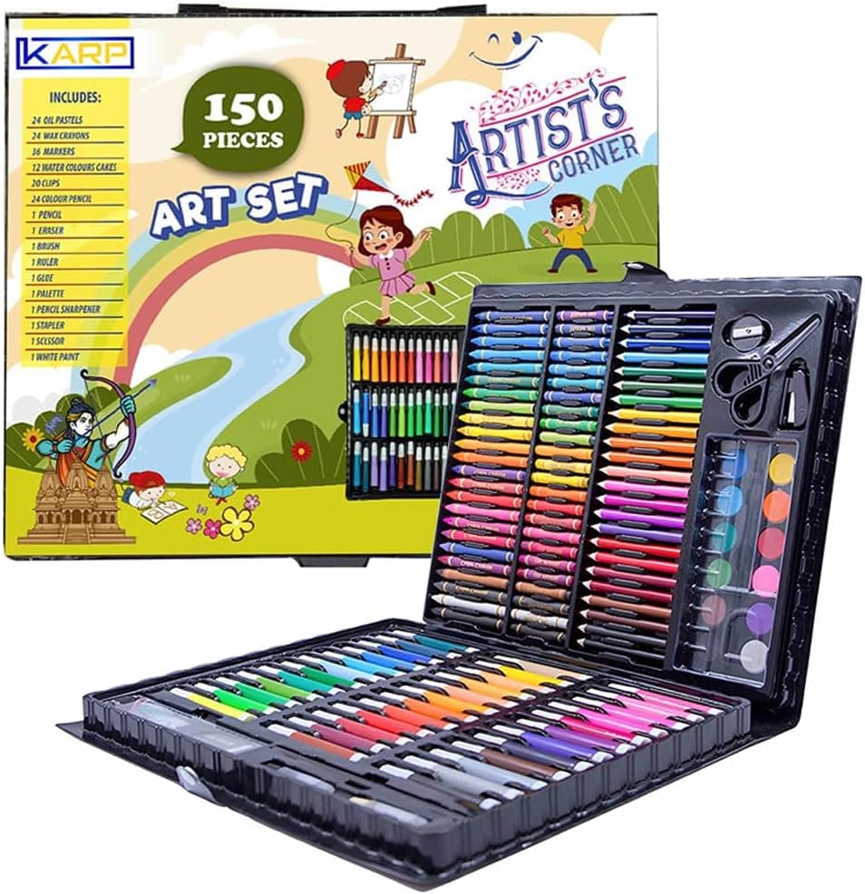 KARP Children Deluxe Art & Drawing Set, 150 Pieces (Case)