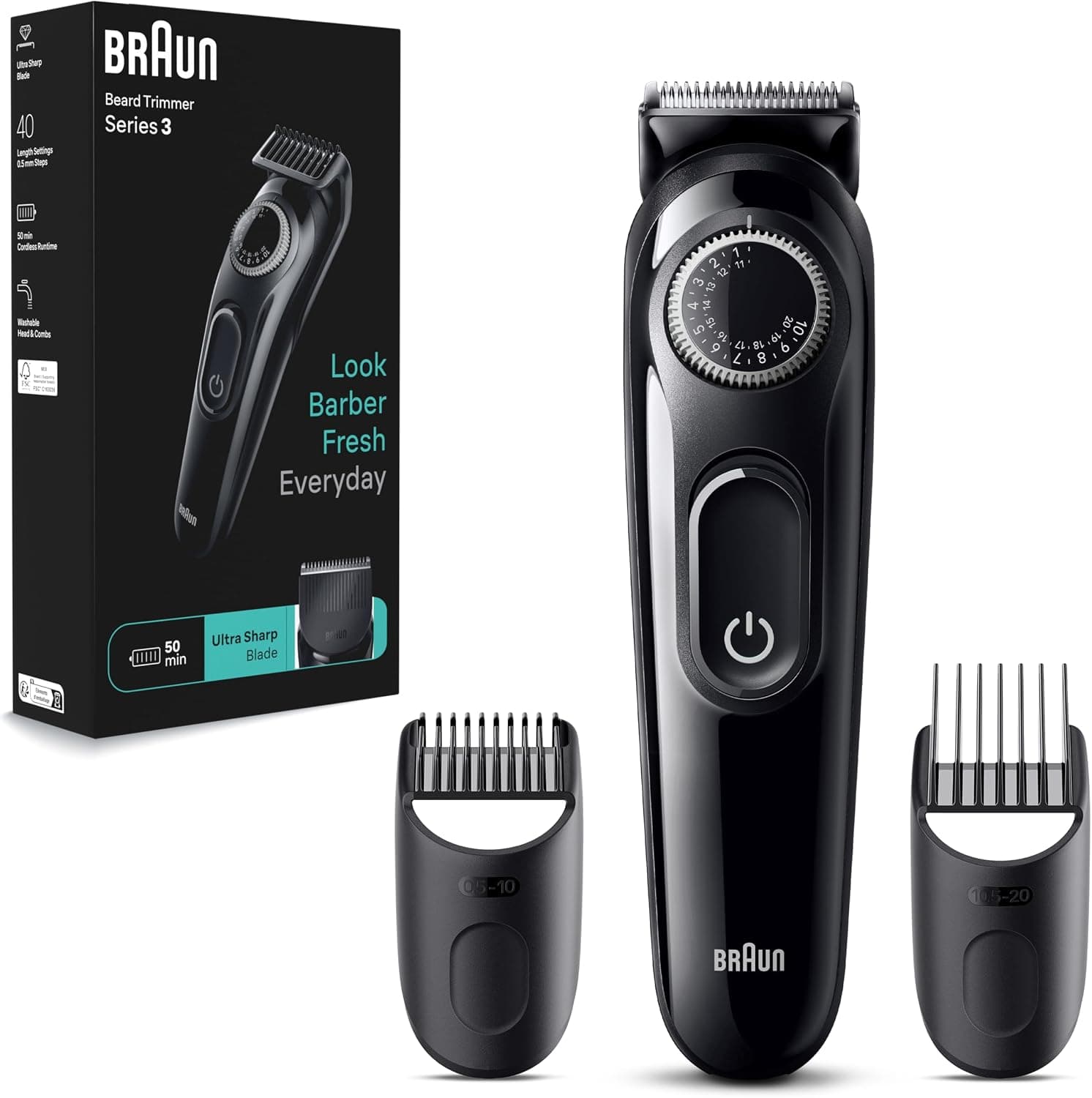 Braun Beard Trimmer Series 3 3410 (Black/Green)