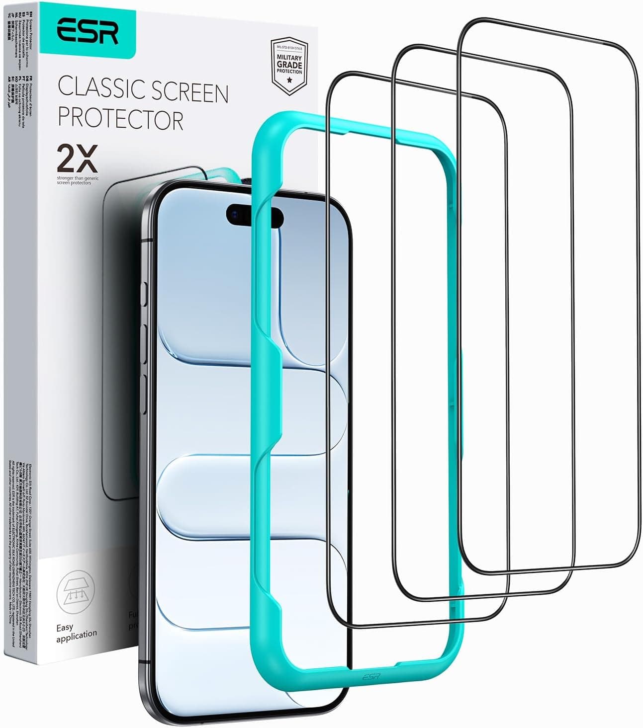 ESR 3-Pack Screen Protector for iPhone Air / 17 Air, 9H Military-Grade Shatterproof Tempered Glass w/ Install Tool