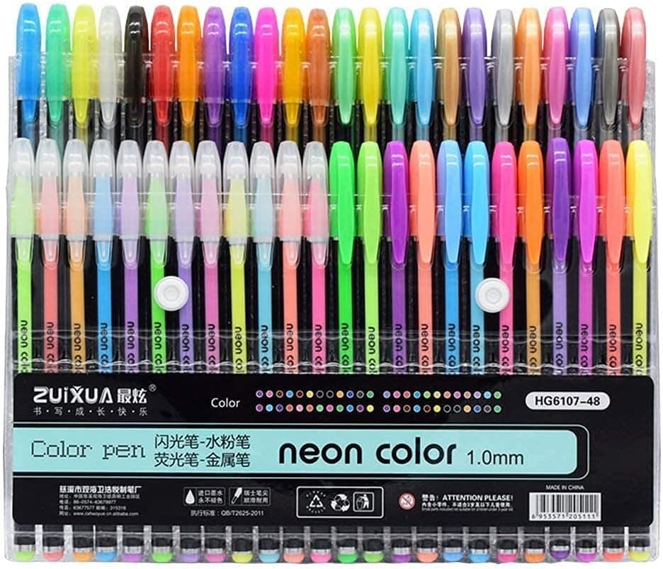 NOG Gel Pen Set (48 Colours: Neon, Pastel & Metallic)