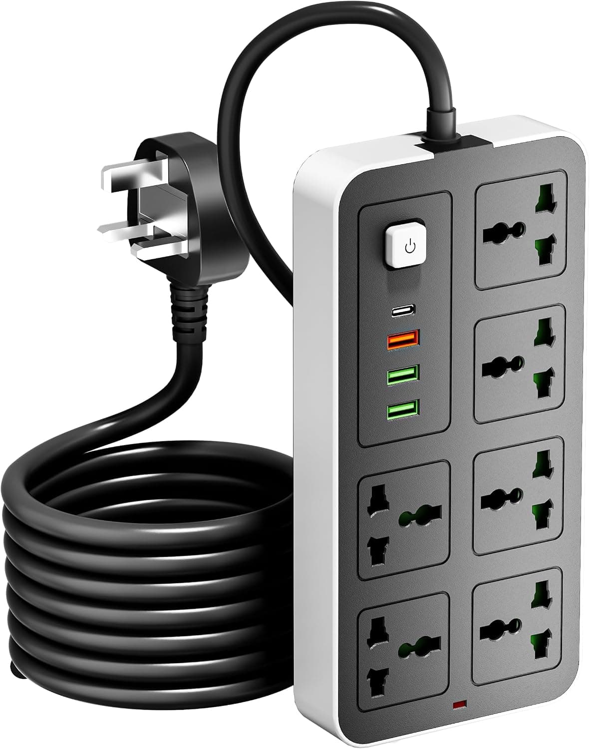 INFLUX 6-Outlet Surge Protector Extension with USB & Type-C (3M, 13A Fused)